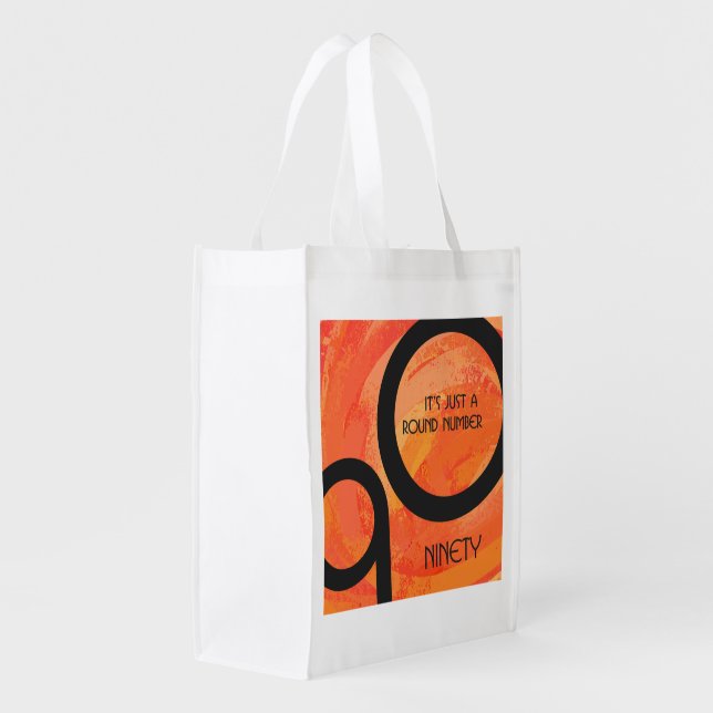 Orange Decade 90th Birthday Reusable Grocery Bag (Back Side)