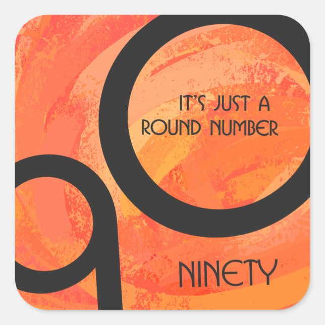 Orange Decade 90th Birthday Square Sticker (Front)