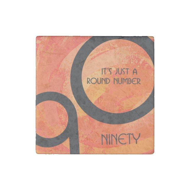 Orange Decade 90th Birthday Stone Magnet (Front)