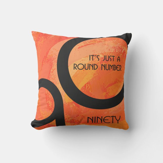 Orange Decade 90th Birthday Throw Pillow (Front)