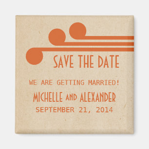 Orange Deco Chic Save the Date Magnet