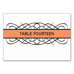 Orange Deco Flourish Table Card