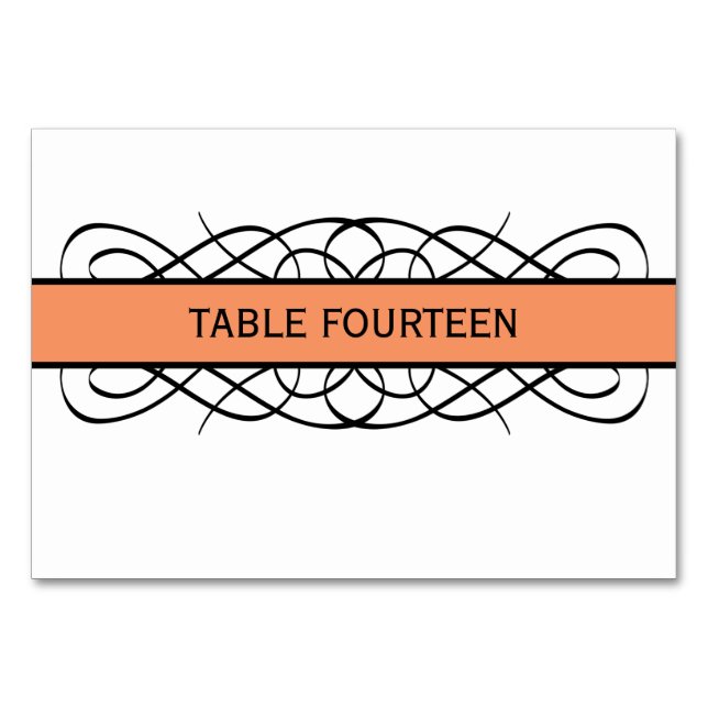 Orange Deco Flourish Table Card (Front)