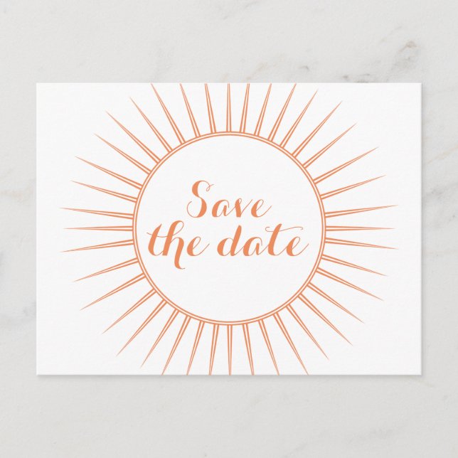 Orange Deco Retro Save the Date Postcard (Front)