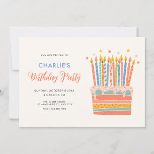 Orange decorative birthday cake  invitation