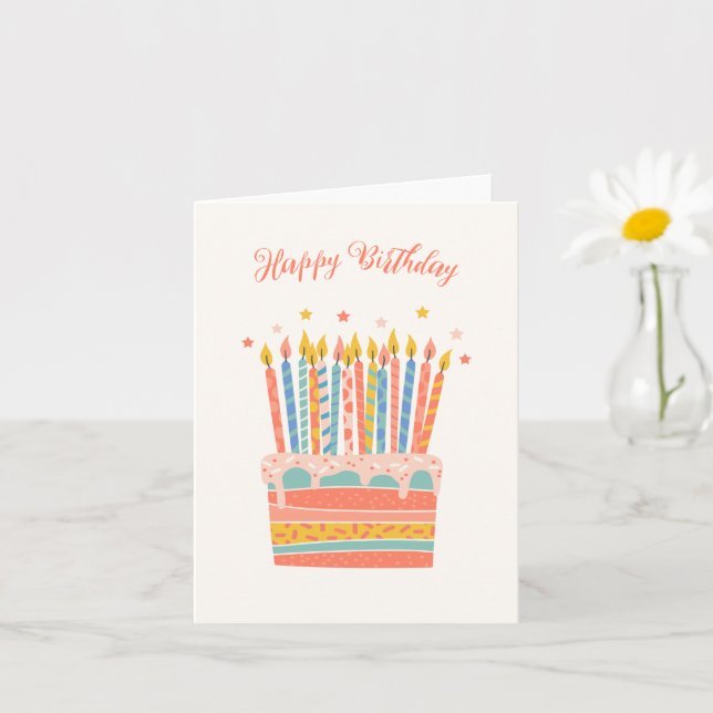 Orange decorative birthday cake slice  card (Small Plant)