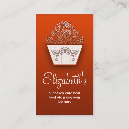 Customizable orange decorative modern cupcake business card
