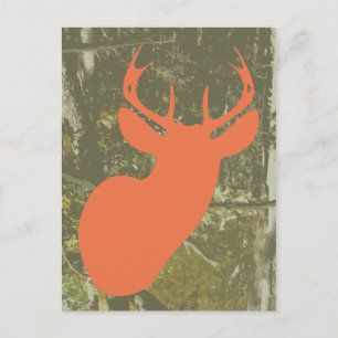 Orange Deer + Camo Birthday Postcard Invite