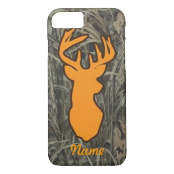 Orange Deer Head Camo Iphone 7 Case by RelevantTees at Zazzle