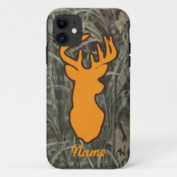 Orange Deer Head Camo Iphone Case by RelevantTees at Zazzle