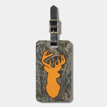 Orange Deer Head Camo Luggage Tag by RelevantTees at Zazzle