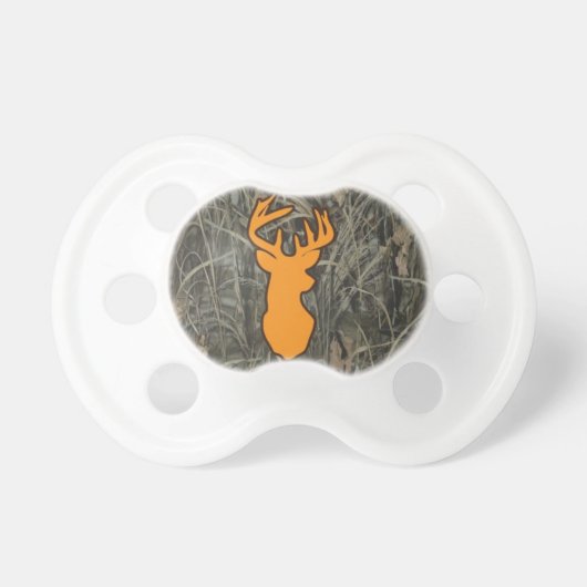 Orange Deer Head Camo Pacifier (Front)