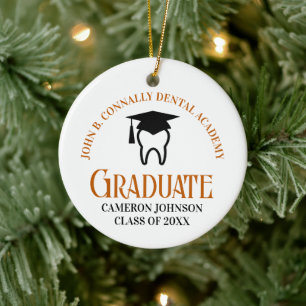Orange Dental School Custom Graduation Christmas Ceramic Ornament