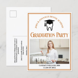Orange Dental School Photo Custom Graduation Party Invitation Postcard