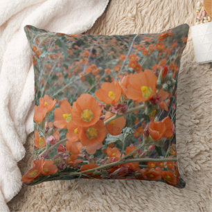 Orange Desert Globemallow Flowers In Bloom Throw Pillow