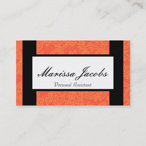 Customizable Orange Details Personal Assistant Business Card