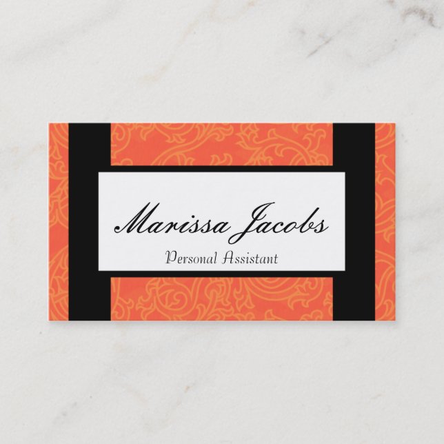 Orange Details Personal Assistant Business Card (Front)