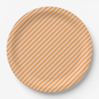 Orange Diagonal Stripes Paper Plates