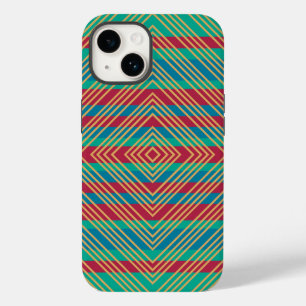Orange Diamond Blue Red Turquoise Pattern Case-Mate iPhone 14 Case