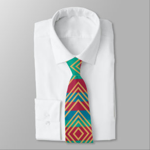 Orange Diamond Blue Red Turquoise Pattern  Neck Tie