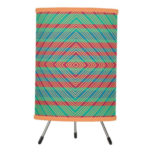 Orange Diamond Blue Red Turquoise Pattern  Tripod Lamp