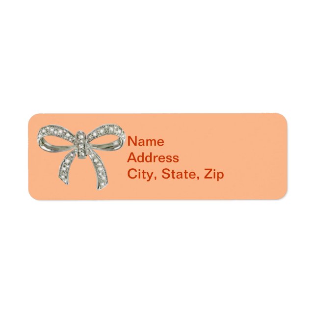 Orange Diamond Bow Wedding Address Labels (Front)