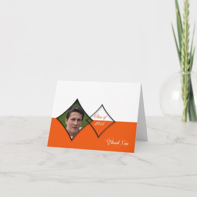 Orange Diamond Class Graduation Thank You card (Front)