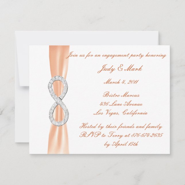 Orange Diamond Infinity Engagement Party Invite (Front)