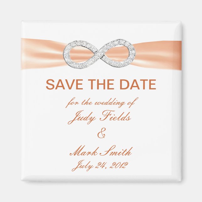 Orange Diamond Infinity Save The Date Magnet (Front)