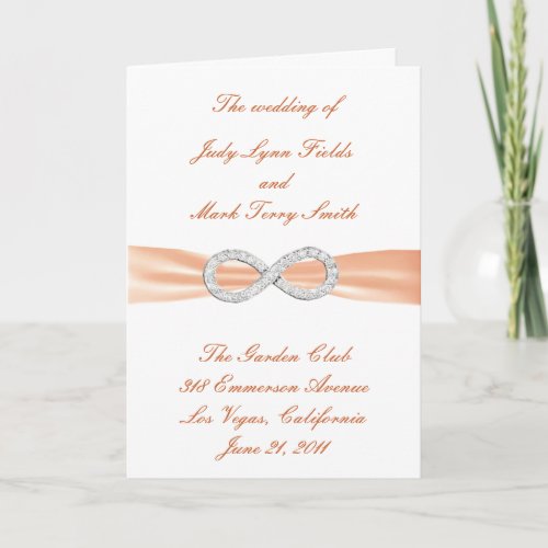 Orange Diamond Infinity Wedding Program Card