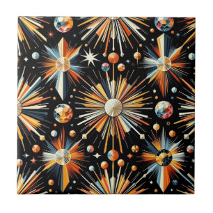 Orange Diamond Mid Century Modern Ceramic Tile