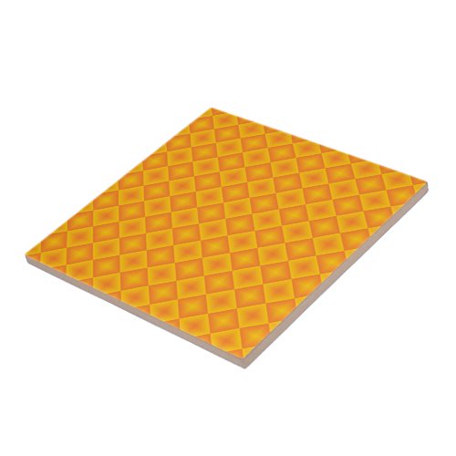 Orange diamond pattern 70s disco style ceramic tile