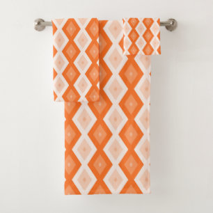 Orange diamond pattern bath towel set