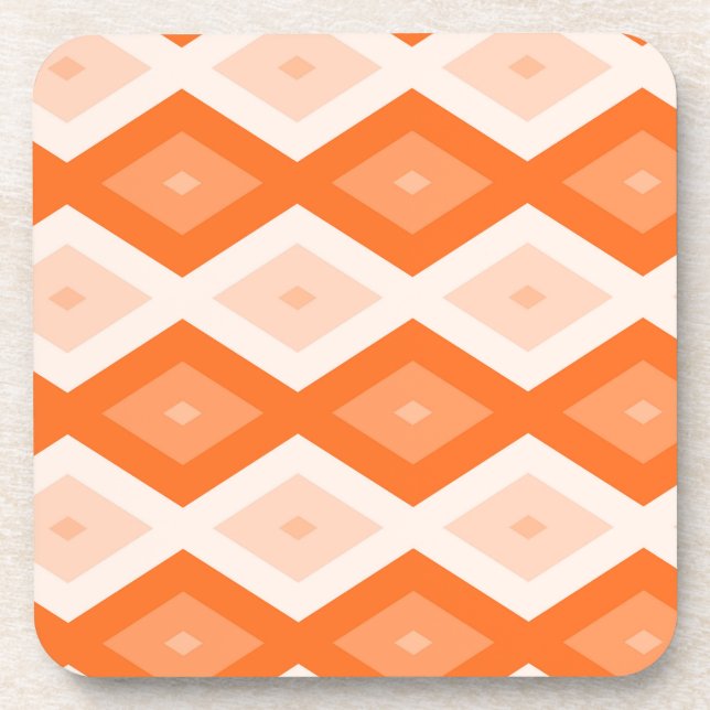 Orange diamond pattern beverage coaster (Front)