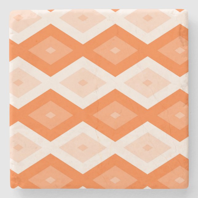 Orange diamond pattern stone coaster (Front)
