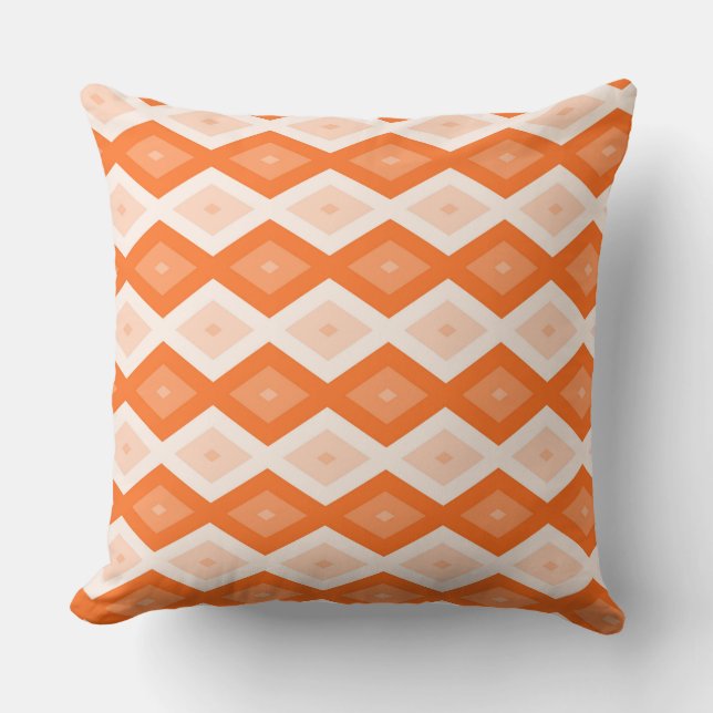 Orange diamond pattern throw pillow (Front)