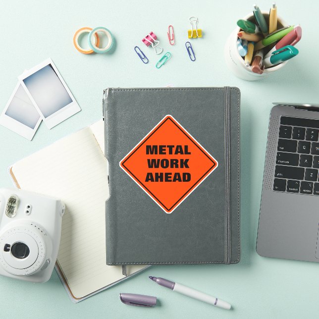 Orange diamond road caution sign metal work ahead  sticker (iPad Cover)