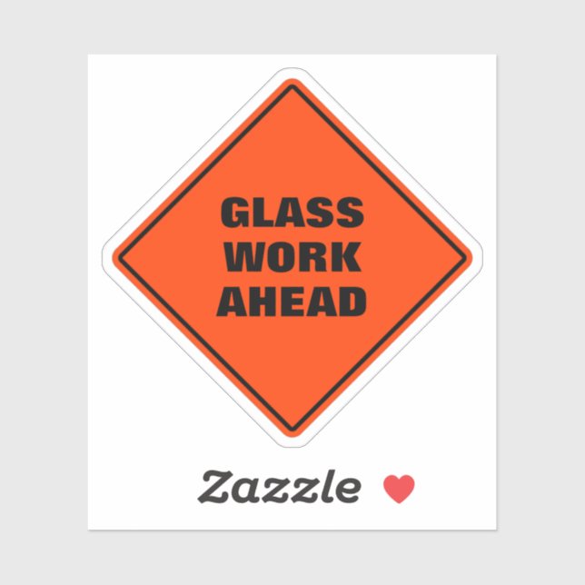 Orange diamond road sign glass work ahead  sticker (Sheet)