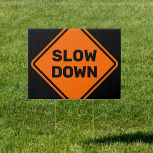 Orange Diamond Shape Slow Down Warning Sign