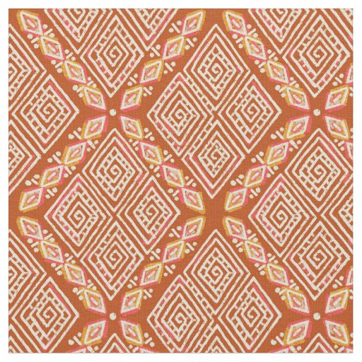 Orange Diamond Shapes Mud Cloth Inspired