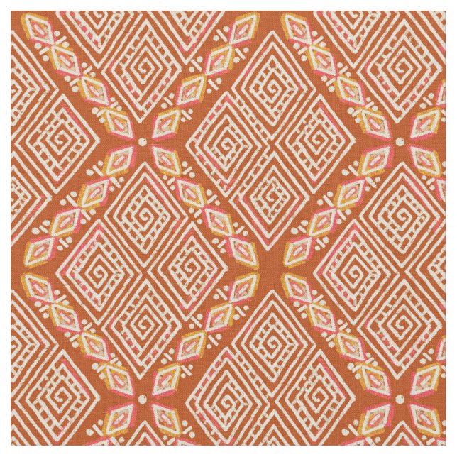 Orange Diamond Shapes Mud Cloth Inspired (Close Up)