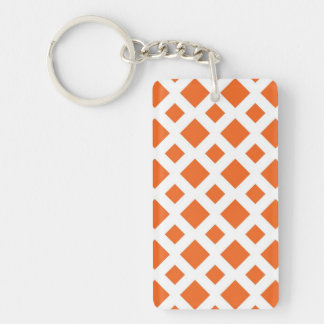 Orange Diamonds on White Keychain