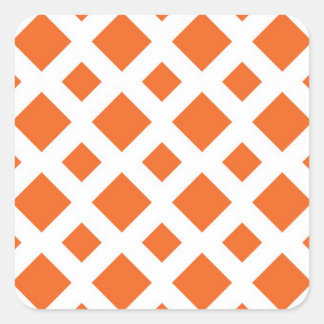 Orange Diamonds on White Square Sticker