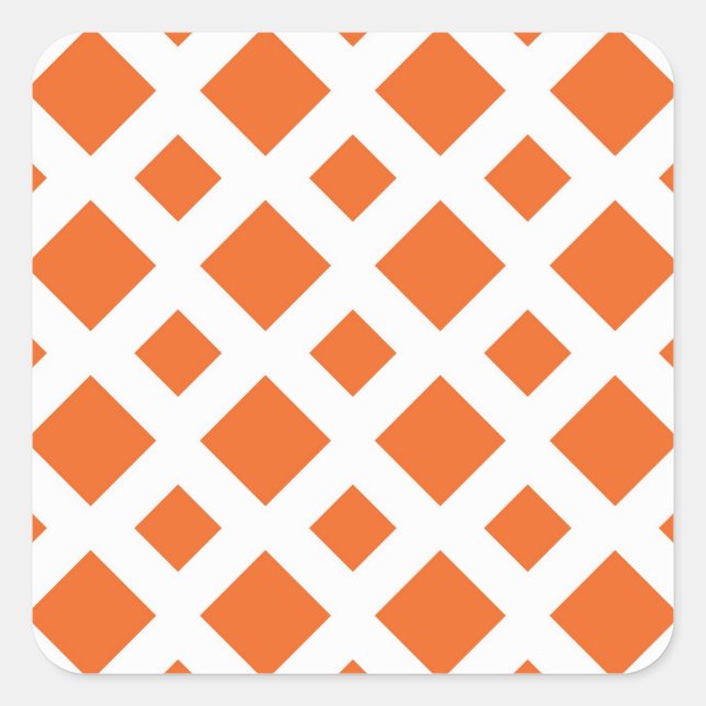 Orange Diamonds on White Square Sticker (Front)