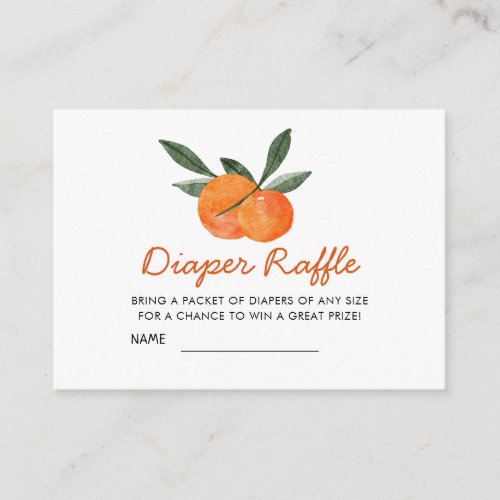 Orange Diaper Raffle Baby Shower Enclosure Card