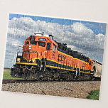 Orange Diesel Locomotive Train Engine Railroad Jigsaw Puzzle<br><div class="desc">Orange Black Diesel Loco Train Puzzle - see my store for more great Train Gifts</div>