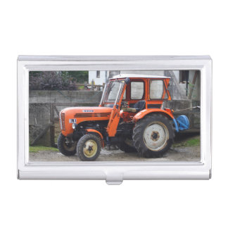 Orange Diesel Tractor Steyr KL II Business Card Holder