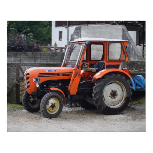 Orange Diesel Tractor Steyr KL II Poster