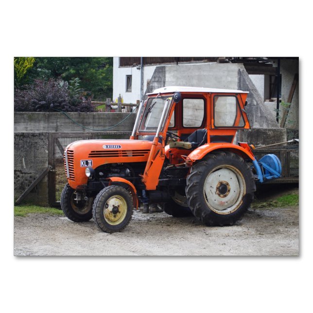 Orange Diesel Tractor Steyr KL II Table Number (Front)