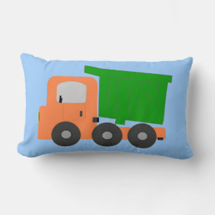 Orange Digital Truck Blue Background Lumbar Pillow